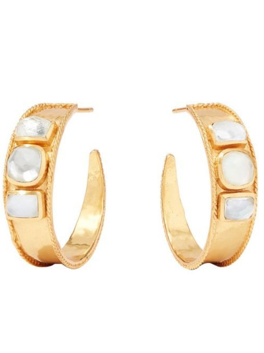 Julie Vos Gold Hoop Earrings with White Gemstones